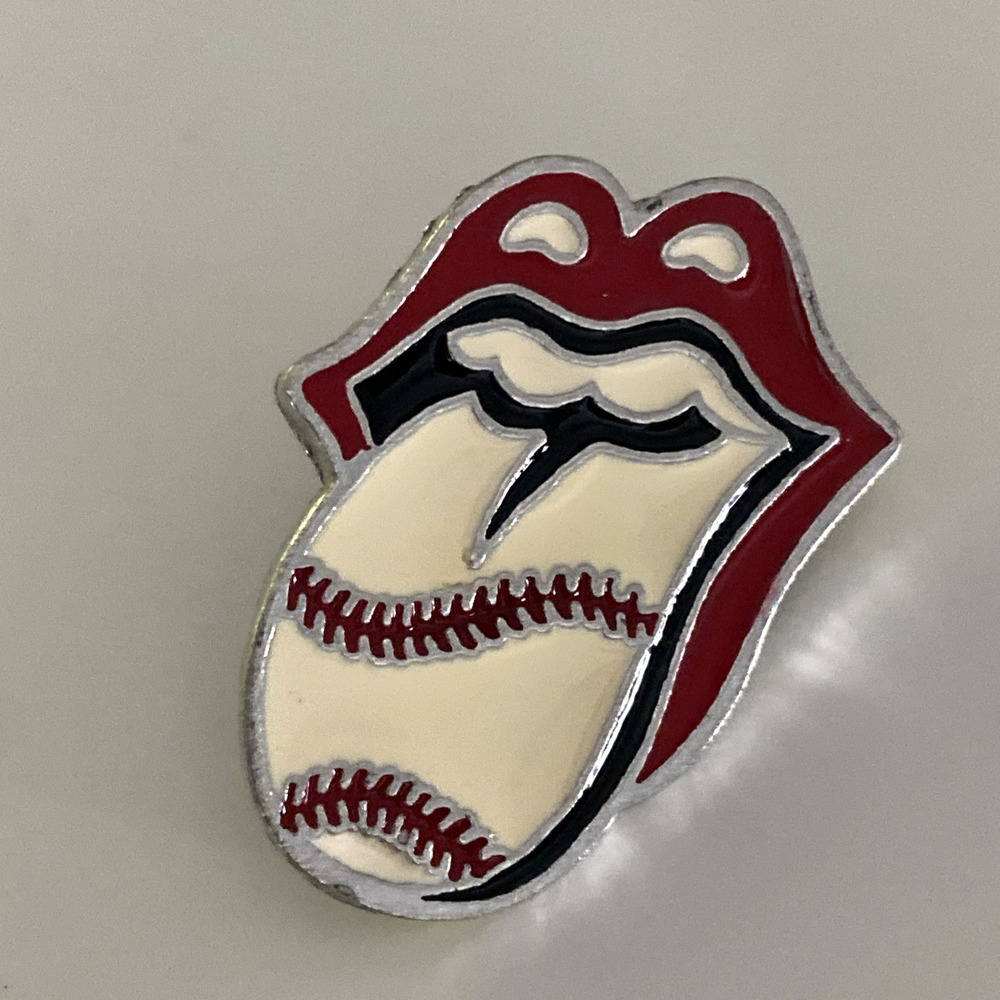 Rolling Stones Classic Red Tongue Concert Pin Baseball 2005 1.25" - Picture 2 of 6